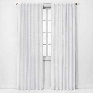 Threshold -  Light Filtering Linen Window Curtain Pan White